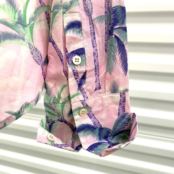 Le Superbe Future Husband Button Up Shirt, Pink Purple Palm Tree, Womens Size 4 - Picture 4 of 6